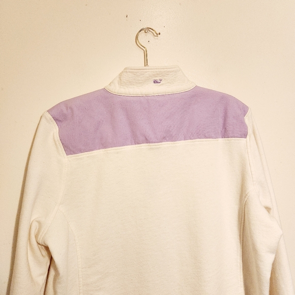 Vineyard Vines | Women's Ivory & Purple Quarter Zipper Shep Sweatshirt (Size XL) - Picture 12 of 16